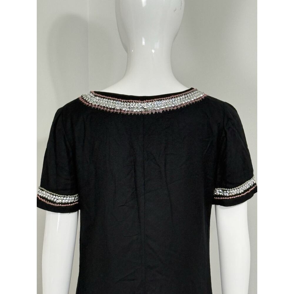 Maeve Anthropologie Women’s Black Sequin Beaded Mini Shift Dress Party Size 2 - Picture 9 of 16